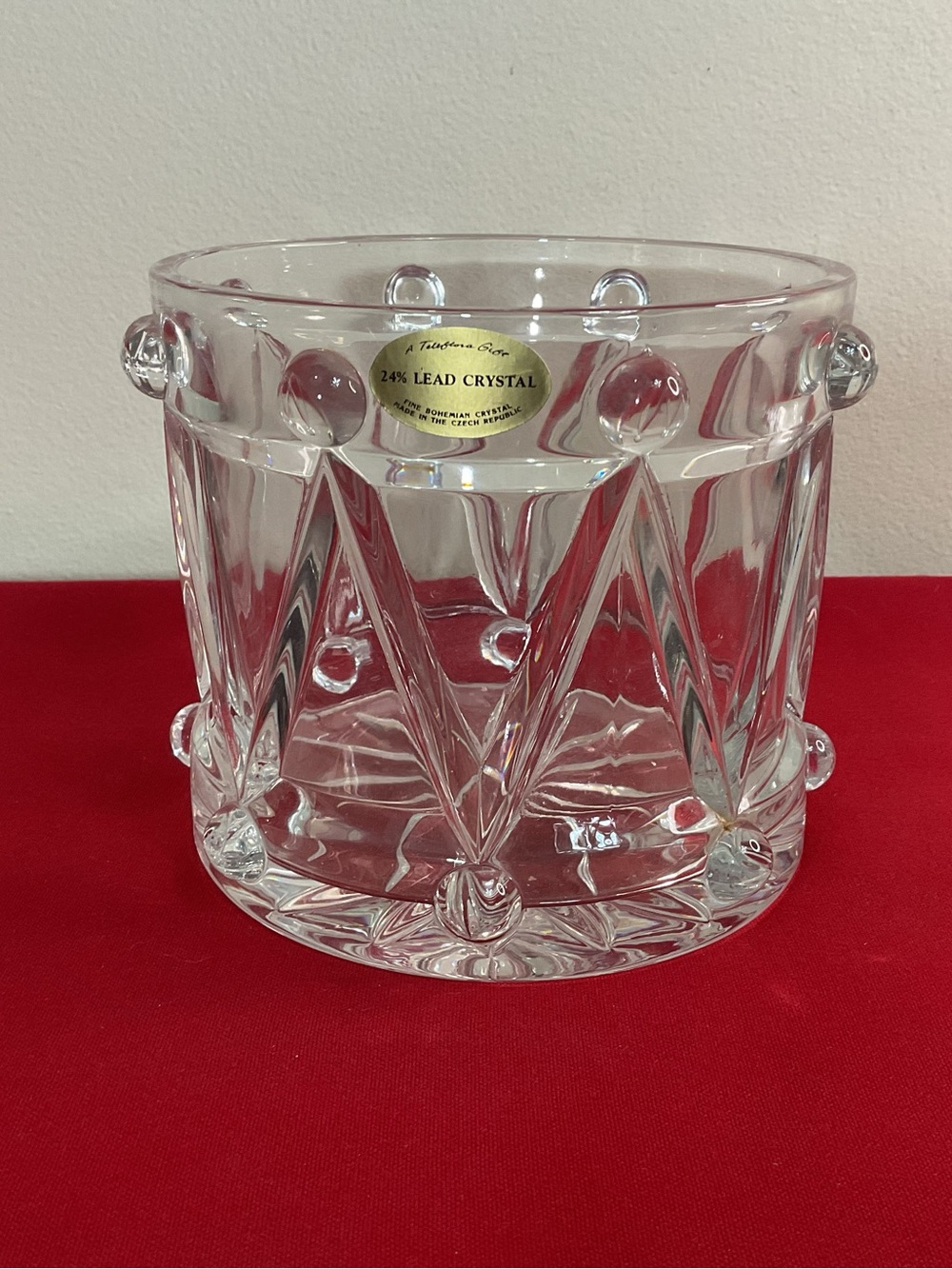 Teleflora 24% Lead Crystal Bohemian Crystal Drum Vase Czech Republic 4.75”